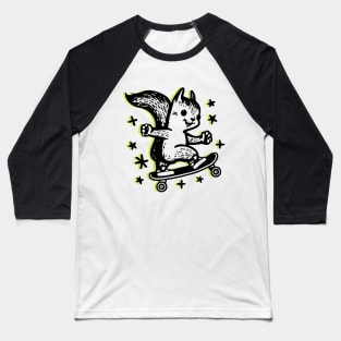 STEEZY the Skater Squirrel Cute Squirrel Skateboard Sticker Baseball T-Shirt